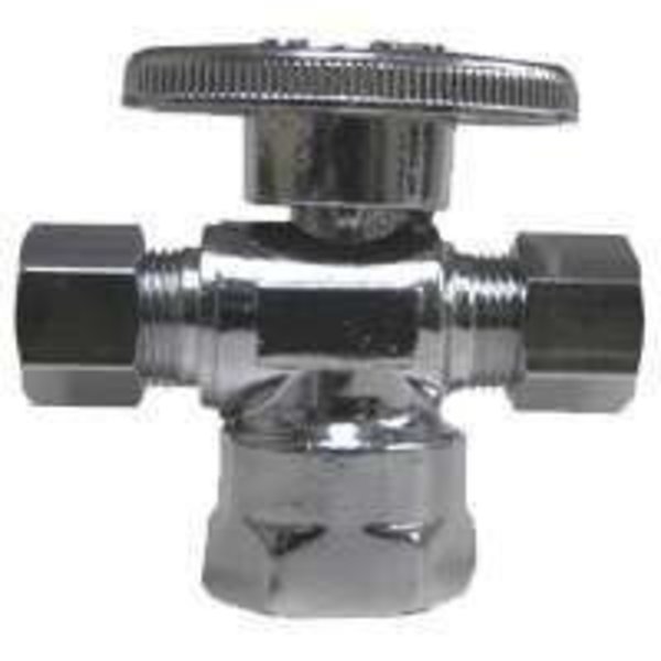 Plumb Pak Plumb Pak PP20056LF Stop Valve, 1/2 x 3/8 x 1/4 in FIP x Compression x Compression, Brass, Chrome PP20056LF